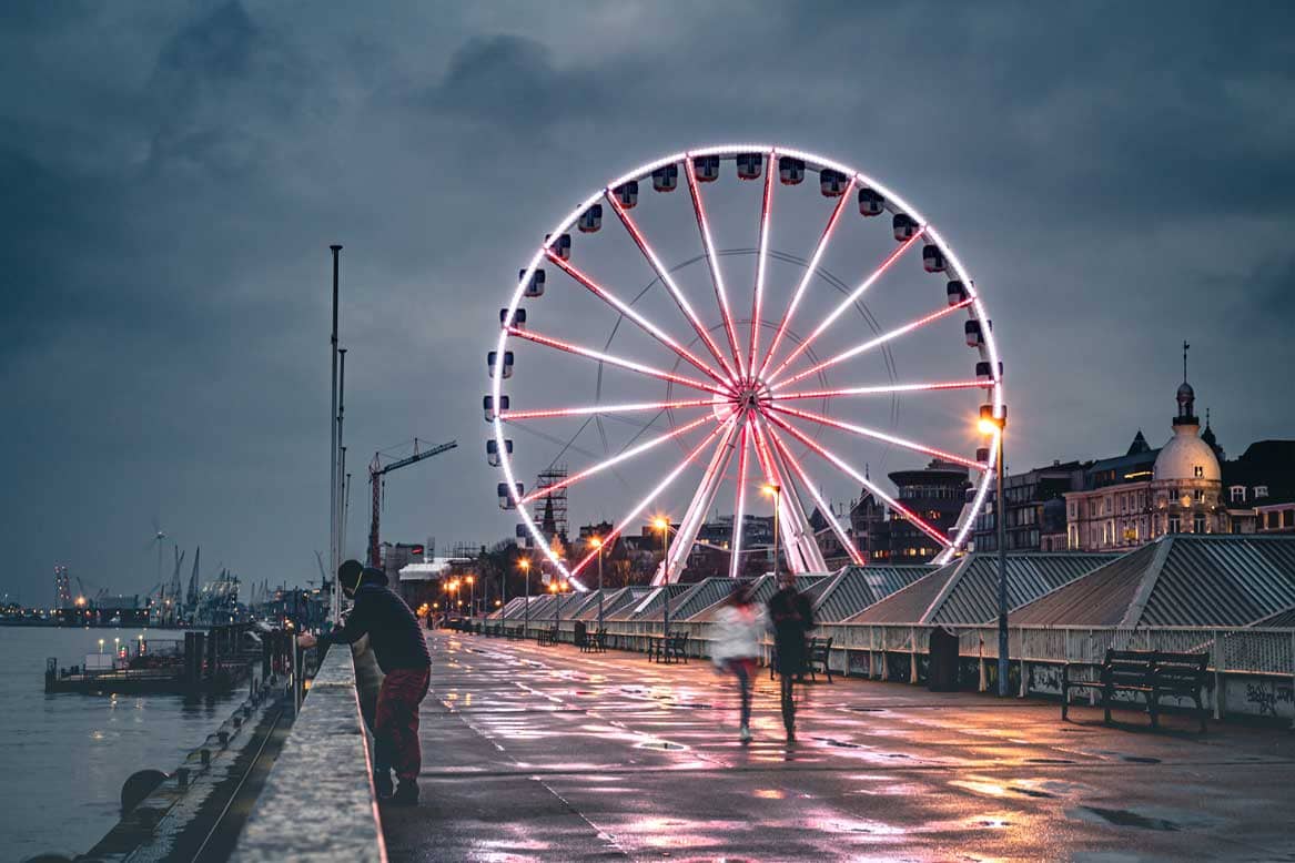 Reuzenrad aan Scheldekaai Antwerpen bij nacht | Stadsfotografie | Nachtfotografie