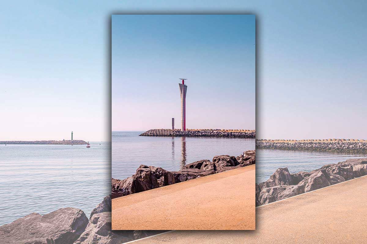 Oostelijke Strekdam met radartoren | Landschap | Haven