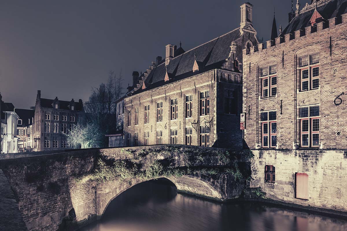 Blinde Ezelsbrug over de Groenerei in Brugge | Nachtfotografie