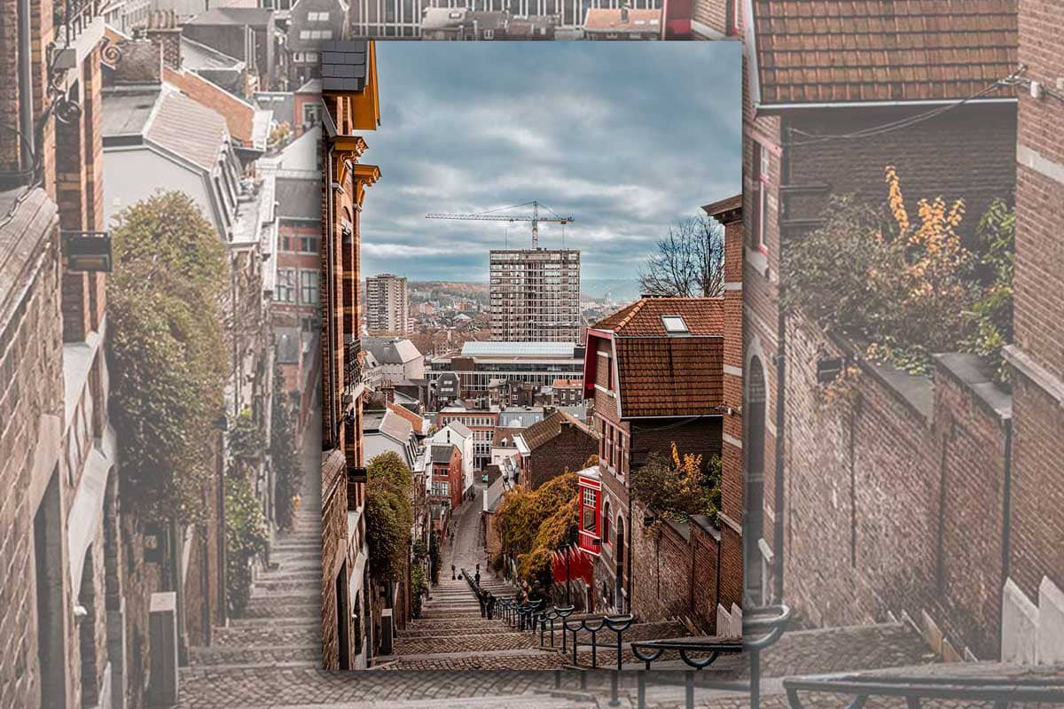 Uitzicht over Luik vanaf de trappen van Montagne de Bueren