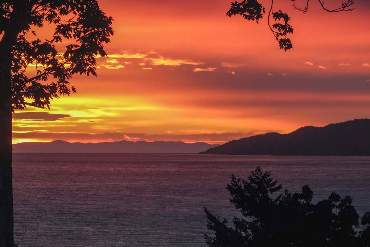 Zonsondergang vanaf Stanley Park, Vancouver, Canada