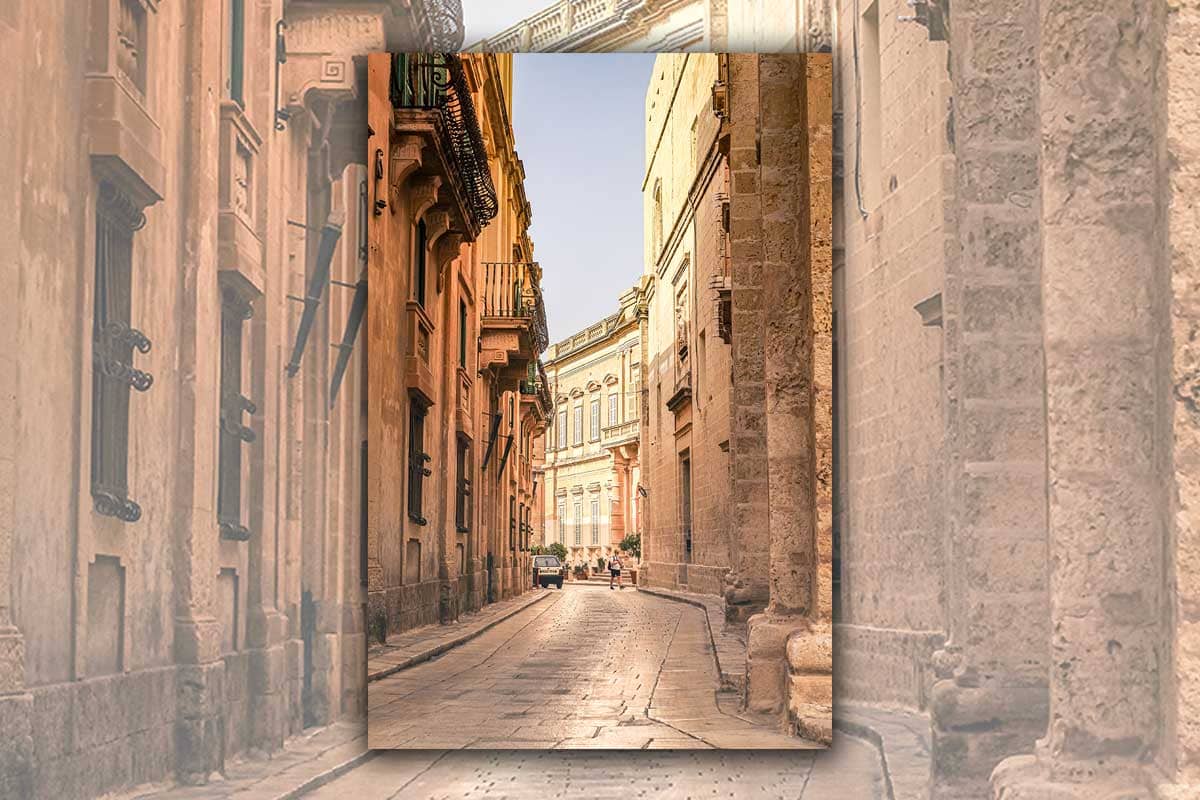 Smalle straat in de stad Mdina | Stadsfotografie | Reisfotografie