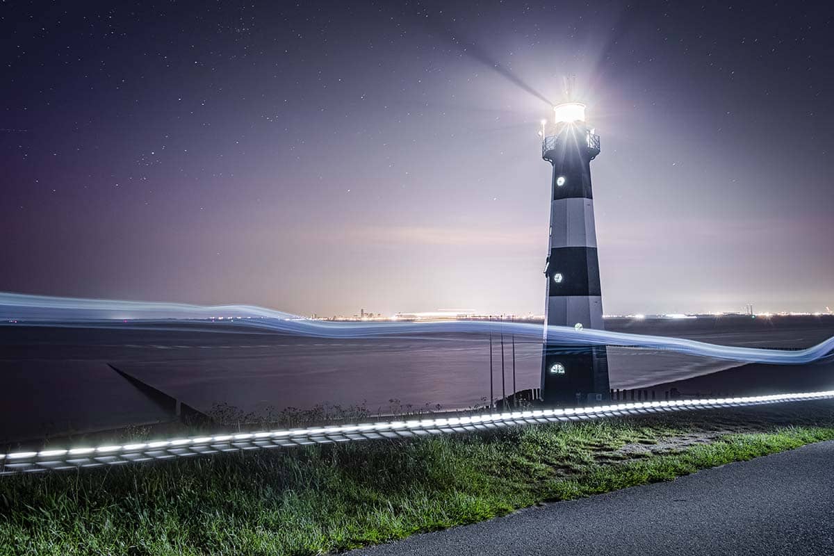 Vuurtoren Breskens met lighttrails